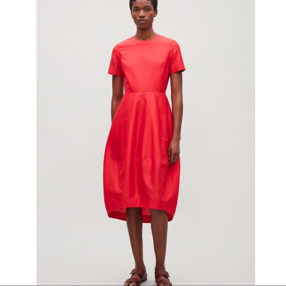 COS Dresses & Skirts - COS pink cotton silk midi dress with cocoon skirt